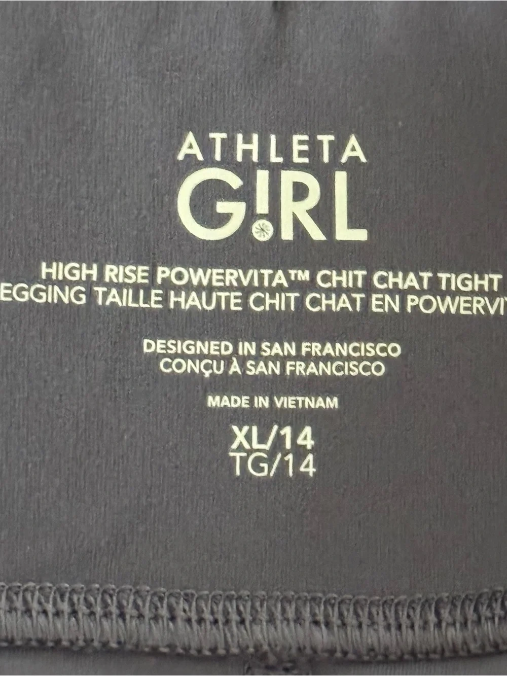 Athleta Girl High Rise Powervita Chit Chat Leggings Blue XL/14 Youth Athletic